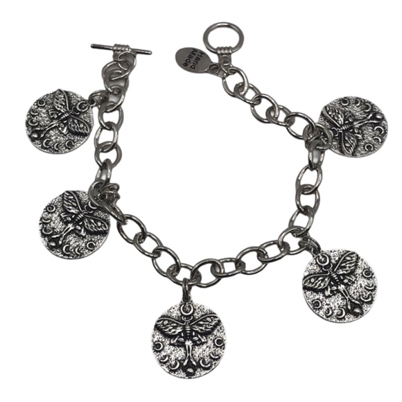a_fire_inside Jewelry - Luna Moth with Moon Cycle Charm Bracelet